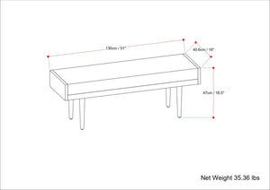 English Elm Anya Genuine Leather Upholstered Bench with Acacia Legs for Bedroom or Entryway B136P203412