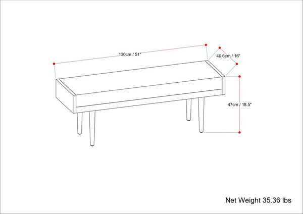 English Elm Anya Genuine Leather Upholstered Bench with Acacia Legs for Bedroom or Entryway B136P203412