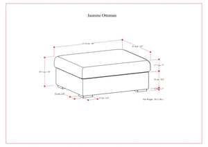 English Elm Jasmine Pillow Top Ottoman Upholstered in Performance Fabric for Modular Living B136P203421