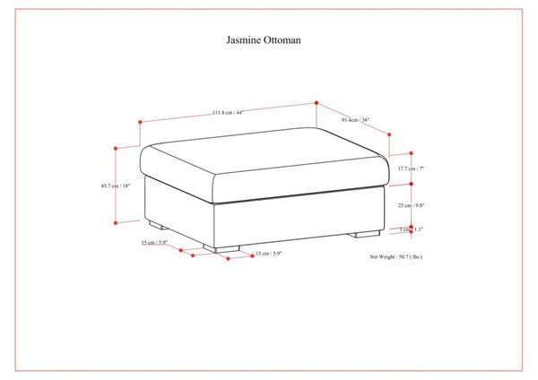 English Elm Jasmine Pillow Top Ottoman Upholstered in Performance Fabric for Modular Living B136P203421