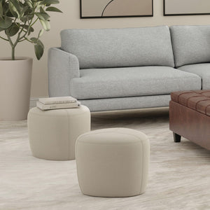 English Elm Moore Tufted Linen Look Square Ottoman Compact Accent Footstool for Living Room B136P203422