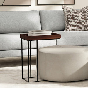 English Elm Gallagher Solid Mango Wood C Side Table with Black Metal Frame for Sofa or Bed B136P203462
