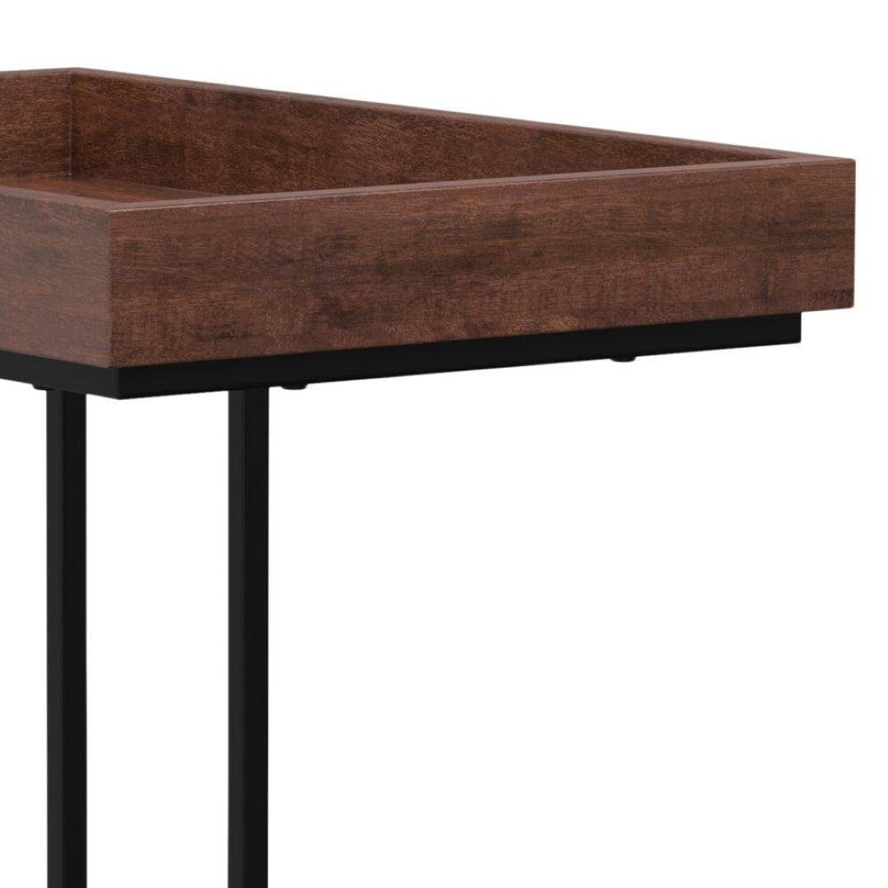 English Elm Gallagher Solid Mango Wood C Side Table with Black Metal Frame for Sofa or Bed B136P203462