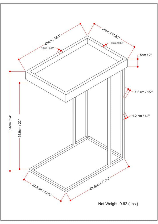 English Elm Gallagher Solid Mango Wood C Side Table with Black Metal Frame for Sofa or Bed B136P203462