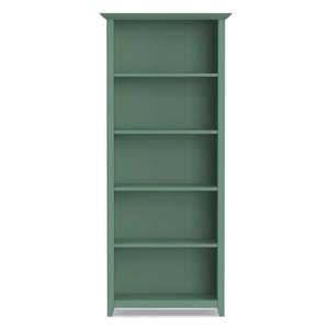 English Elm Amherst Solid Pine Five Shelf Bookcase with Molding Detail for Home Office Display Sage Green B136P510057