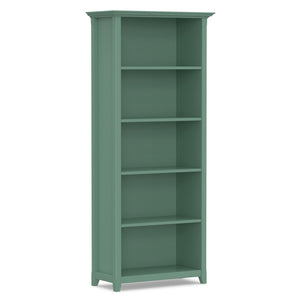 English Elm Amherst Solid Pine Five Shelf Bookcase with Molding Detail for Home Office Display Sage Green B136P510057