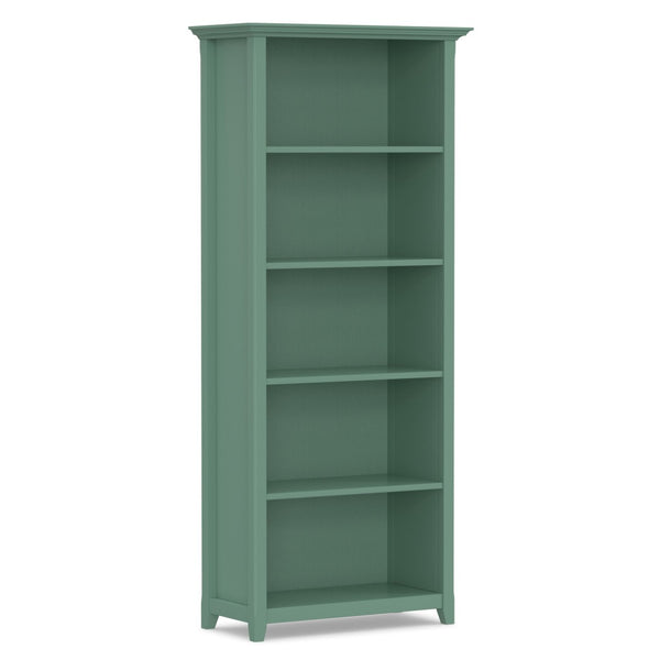 English Elm Amherst Solid Pine Five Shelf Bookcase with Molding Detail for Home Office Display Sage Green B136P510057