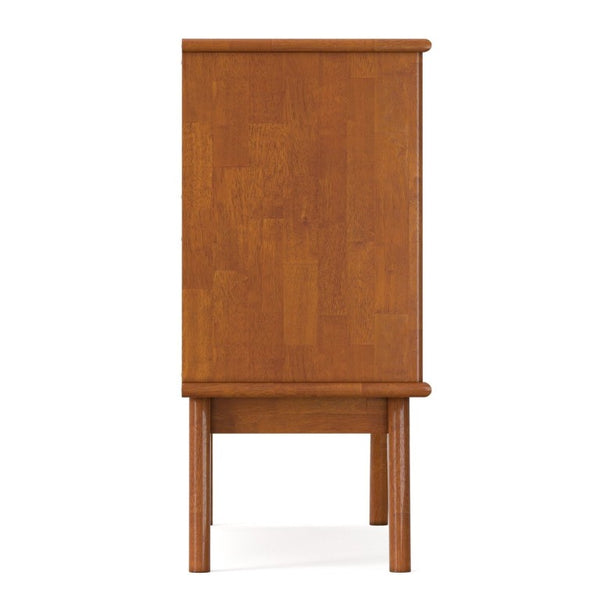 English Elm Draper Mid-Century Modern Four Shelf Bookcase Solid Wood Teak Brown Living Room B136P510058