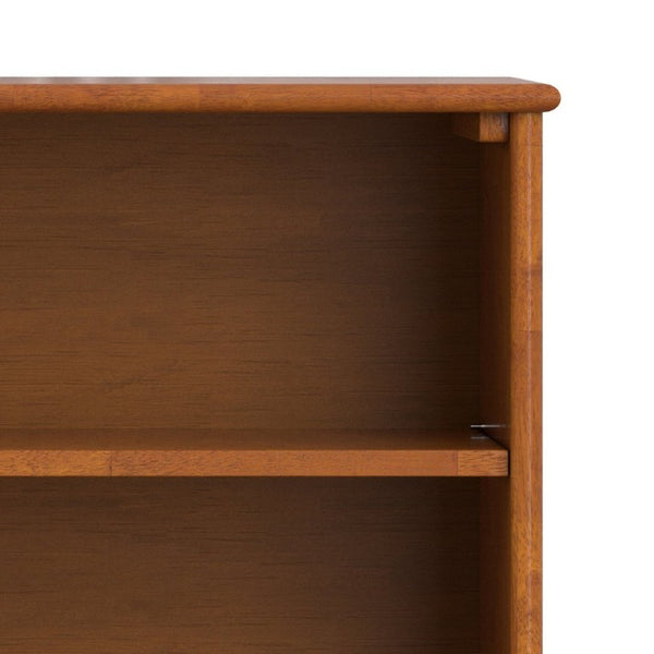 English Elm Draper Mid-Century Modern Four Shelf Bookcase Solid Wood Teak Brown Living Room B136P510058
