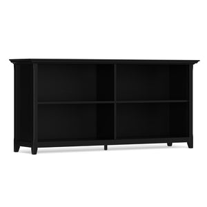 English Elm Amherst Wide Low Profile Solid Wood Bookcase with Tapered Legs for Living Rooms Black B136P510059