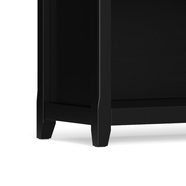 English Elm Amherst Wide Low Profile Solid Wood Bookcase with Tapered Legs for Living Rooms Black B136P510059