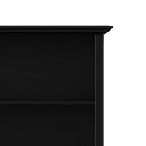 English Elm Amherst Wide Low Profile Solid Wood Bookcase with Tapered Legs for Living Rooms Black B136P510059