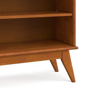 English Elm Draper Mid-Century Modern Low Bookcase Solid Wood Teak Finish Six Shelf Living Room B136P510060