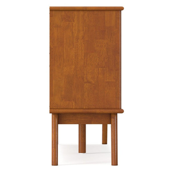 English Elm Draper Mid-Century Modern Low Bookcase Solid Wood Teak Finish Six Shelf Living Room B136P510060