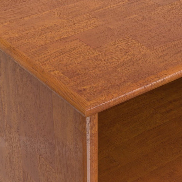 English Elm Draper Mid-Century Modern Low Bookcase Solid Wood Teak Finish Six Shelf Living Room B136P510060