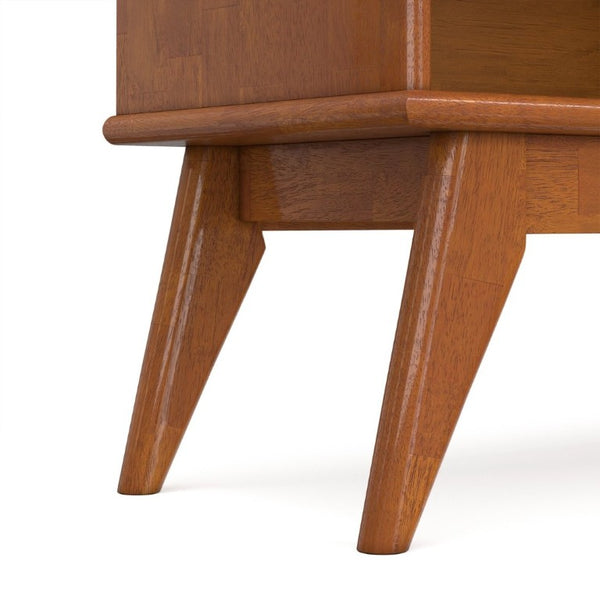 English Elm Draper Mid-Century Modern Low Bookcase Solid Wood Teak Finish Six Shelf Living Room B136P510060