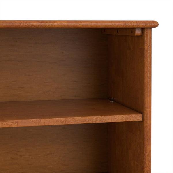 English Elm Draper Mid-Century Modern Low Bookcase Solid Wood Teak Finish Six Shelf Living Room B136P510060