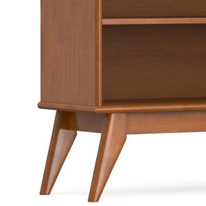 English Elm Draper Solid Wood Six Shelf Bookcase with Tapered Legs Mid-century Modern Teak Finish B136P510061