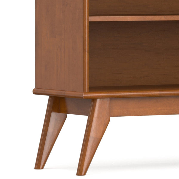 English Elm Draper Solid Wood Six Shelf Bookcase with Tapered Legs Mid-century Modern Teak Finish B136P510061