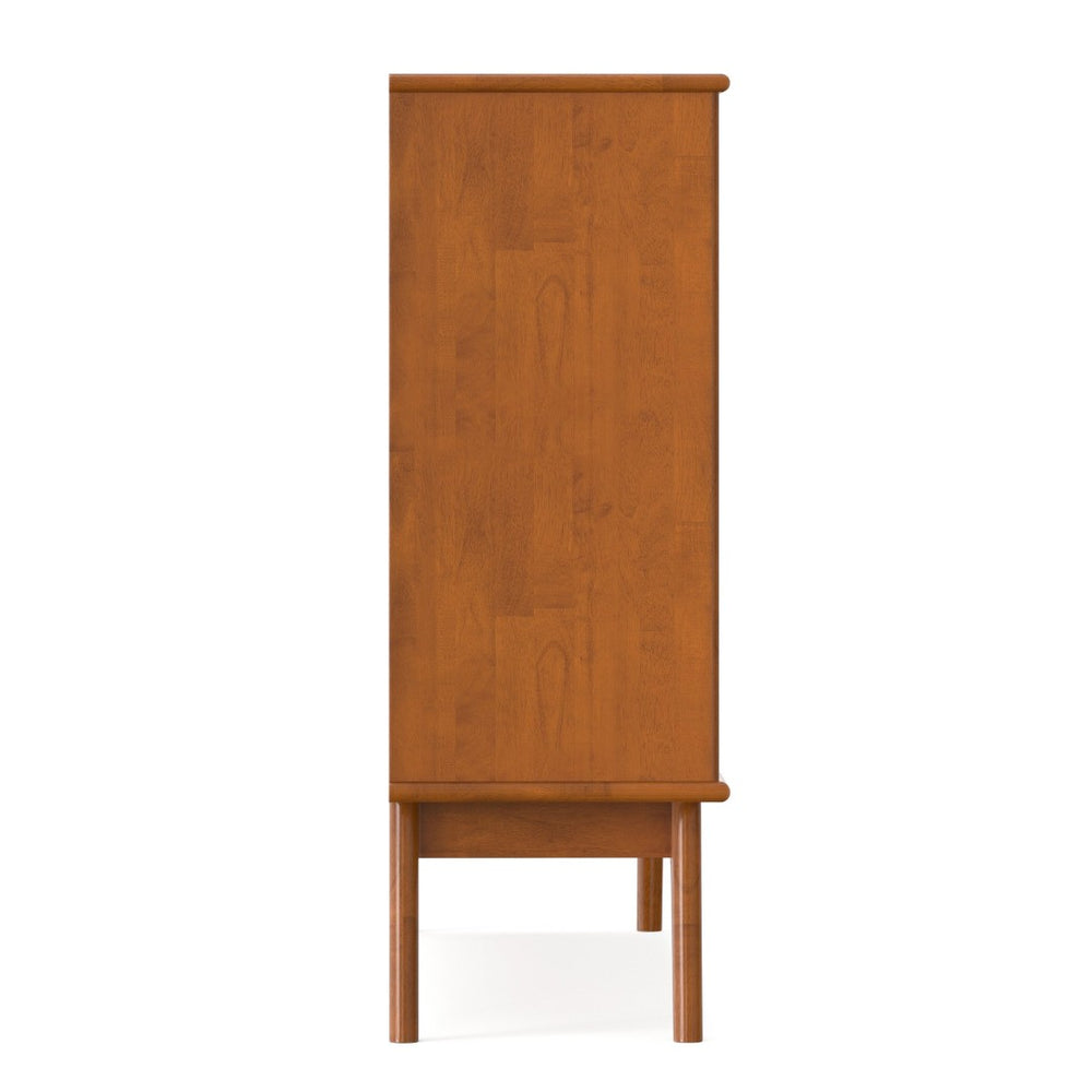 English Elm Draper Solid Wood Six Shelf Bookcase with Tapered Legs Mid-century Modern Teak Finish B136P510061
