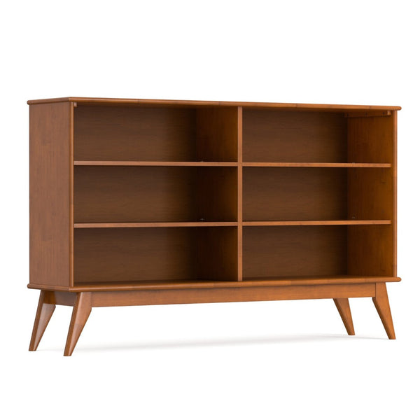 English Elm Draper Solid Wood Six Shelf Bookcase with Tapered Legs Mid-century Modern Teak Finish B136P510061