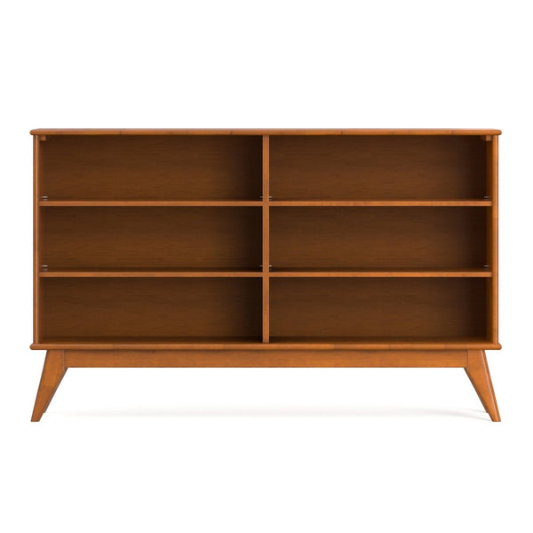 English Elm Draper Solid Wood Six Shelf Bookcase with Tapered Legs Mid-century Modern Teak Finish B136P510061