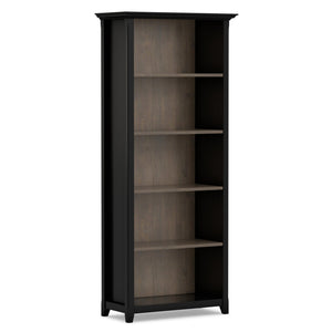 English Elm Amherst Solid Pine Five Shelf Bookcase with Molding Detail for Home Office Display Brown B136P510062