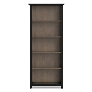English Elm Amherst Solid Pine Five Shelf Bookcase with Molding Detail for Home Office Display Brown B136P510062