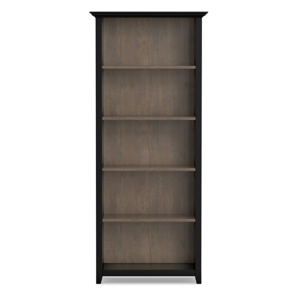 English Elm Amherst Solid Pine Five Shelf Bookcase with Molding Detail for Home Office Display Brown B136P510062