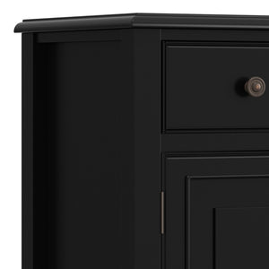 English Elm Connaught Solid Wood Buffet with Bronze Hardware and Raised Panel Doors for Dining Black B136P510690