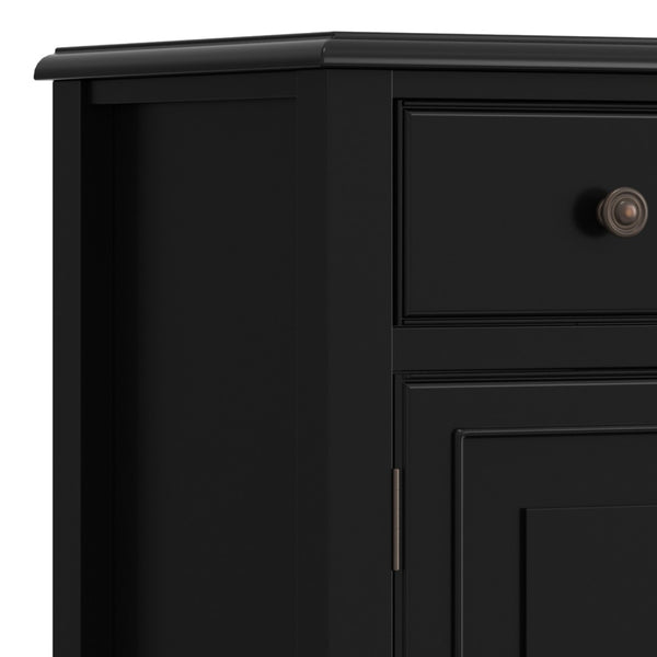 English Elm Connaught Solid Wood Buffet with Bronze Hardware and Raised Panel Doors for Dining Black B136P510690