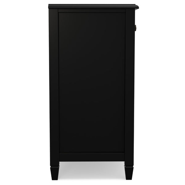 English Elm Connaught Solid Wood Buffet with Bronze Hardware and Raised Panel Doors for Dining Black B136P510690