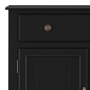 English Elm Connaught Solid Wood Buffet with Bronze Hardware and Raised Panel Doors for Dining Black B136P510690