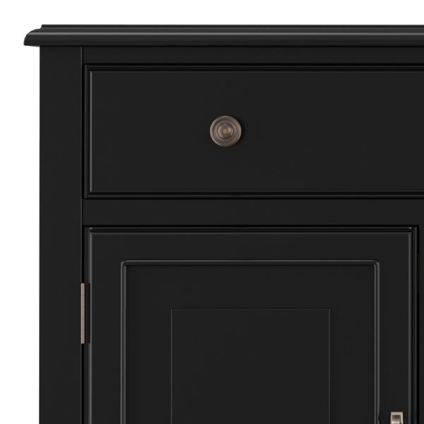 English Elm Connaught Solid Wood Buffet with Bronze Hardware and Raised Panel Doors for Dining Black B136P510690