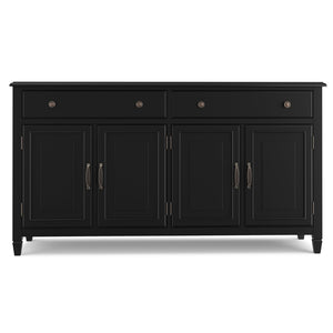 English Elm Connaught Solid Wood Buffet with Bronze Hardware and Raised Panel Doors for Dining Black B136P510690