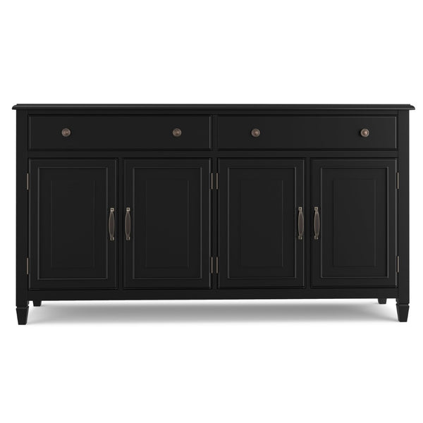 English Elm Connaught Solid Wood Buffet with Bronze Hardware and Raised Panel Doors for Dining Black B136P510690