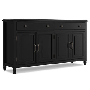 English Elm Connaught Solid Wood Buffet with Bronze Hardware and Raised Panel Doors for Dining Black B136P510690