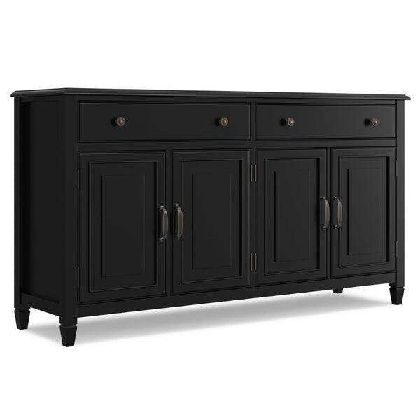 English Elm Connaught Solid Wood Buffet with Bronze Hardware and Raised Panel Doors for Dining Black B136P510690