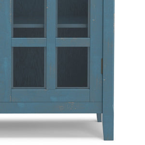 English Elm Acadian Solid Pine Storage Cabinet with Glass Doors Coastal Blue Farmhouse Finish B136P510691