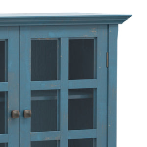 English Elm Acadian Solid Pine Storage Cabinet with Glass Doors Coastal Blue Farmhouse Finish B136P510691