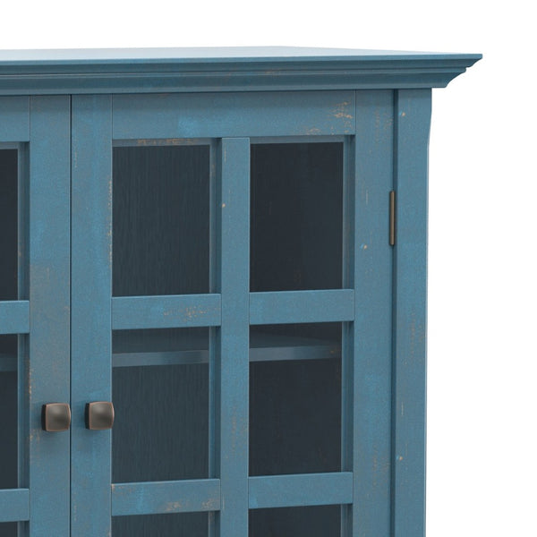 English Elm Acadian Solid Pine Storage Cabinet with Glass Doors Coastal Blue Farmhouse Finish B136P510691