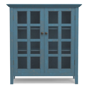 English Elm Acadian Solid Pine Storage Cabinet with Glass Doors Coastal Blue Farmhouse Finish B136P510691