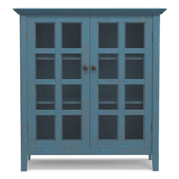 English Elm Acadian Solid Pine Storage Cabinet with Glass Doors Coastal Blue Farmhouse Finish B136P510691