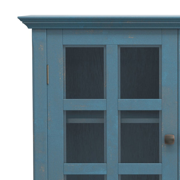 English Elm Acadian Solid Pine Storage Cabinet with Glass Doors Coastal Blue Farmhouse Finish B136P510691