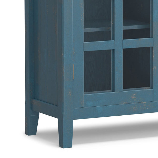 English Elm Acadian Solid Pine Storage Cabinet with Glass Doors Coastal Blue Farmhouse Finish B136P510691