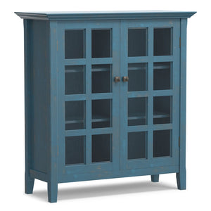 English Elm Acadian Solid Pine Storage Cabinet with Glass Doors Coastal Blue Farmhouse Finish B136P510691