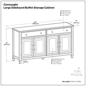 English Elm Connaught Solid Wood Buffet Cabinet Rustic Brown Raised Panel Doors Dining Storage B136P510692