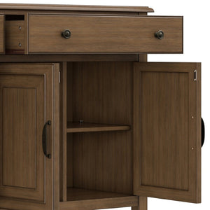 English Elm Connaught Solid Wood Buffet Cabinet Rustic Brown Raised Panel Doors Dining Storage B136P510692