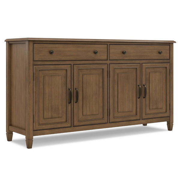 English Elm Connaught Solid Wood Buffet Cabinet Rustic Brown Raised Panel Doors Dining Storage B136P510692