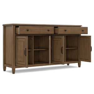 English Elm Connaught Solid Wood Buffet Cabinet Rustic Brown Raised Panel Doors Dining Storage B136P510692